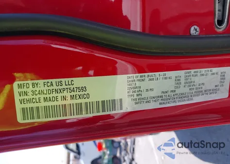 2023 Jeep Compass Latitude Lux Fwd z USA, uszkodzony, nr VIN 3C4NJDFNXPT547593